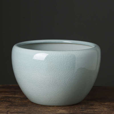 花盆 莲荷铜钱培植草莲水培缸土物盆睡莲大号专用器皿陶瓷一叶碗