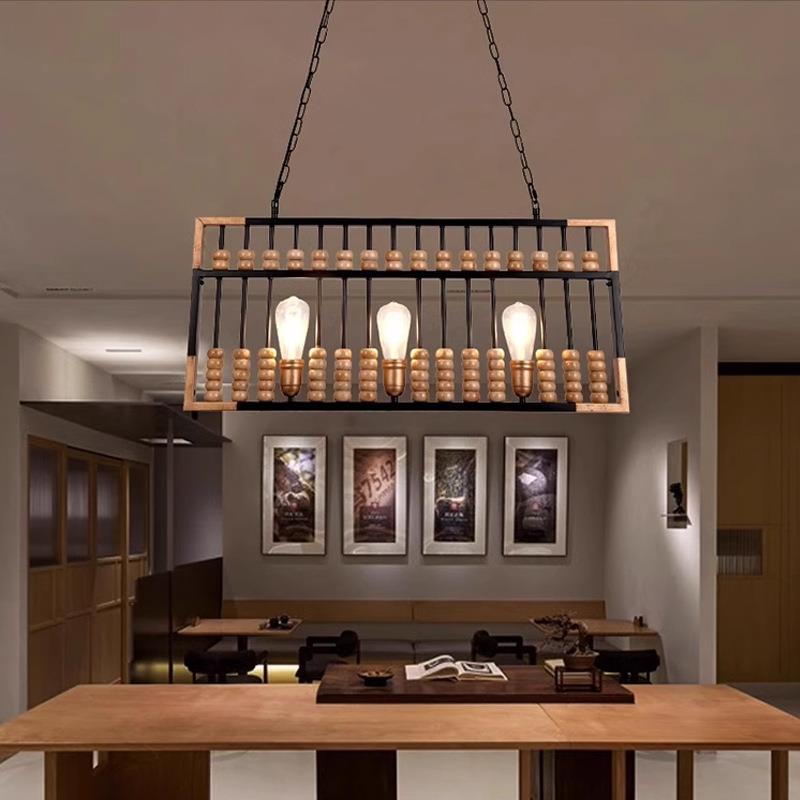 餐厅酒吧台收银台火锅店装饰工业风美式复古算盘吊灯工业风吊灯