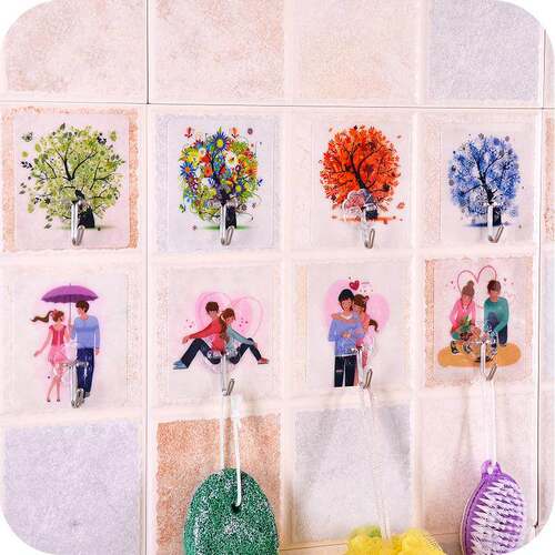 Kitchen and Bathroom Hooks - Transparent Printed Traceless H