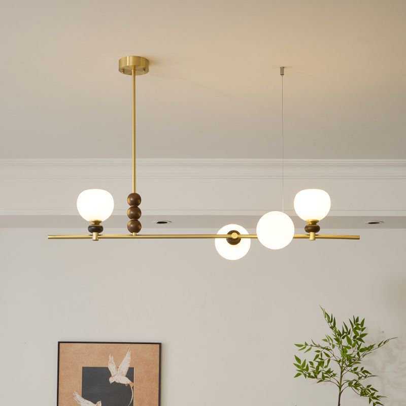 中古风实木餐厅吊灯别墅吧台茶室灯设计师简约吧台吊灯长条型灯具