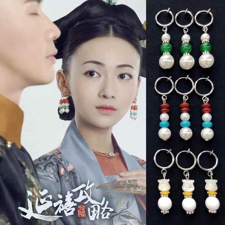 延禧攻略同款耳环富察皇后秦岚魏璎珞如懿传耳饰清宫复古耳夹耳坠图片