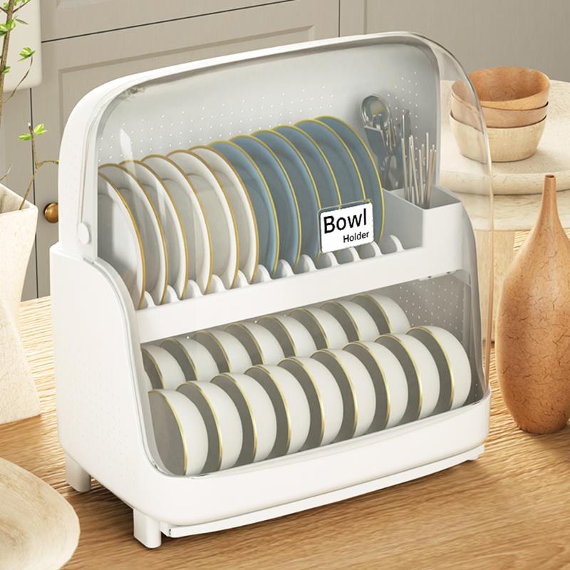 碗柜家用厨房收纳餐具柜碗水架厨房碗碟物沥置碗IUX架双层放筷收