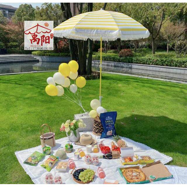 婚庆遮阳道具伞黄白蓝白红白条纹遮阳伞彷真稻草海滩沙滩伞摄影伞
