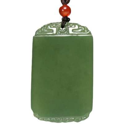 玉石平安和田玉青海无事挂件天然吊坠情侣坠牌玉牌牌料玉器男女