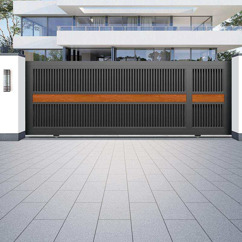 新款大百叶电动大门家用自建房庭院门围墙造型门红外防撞对开平移