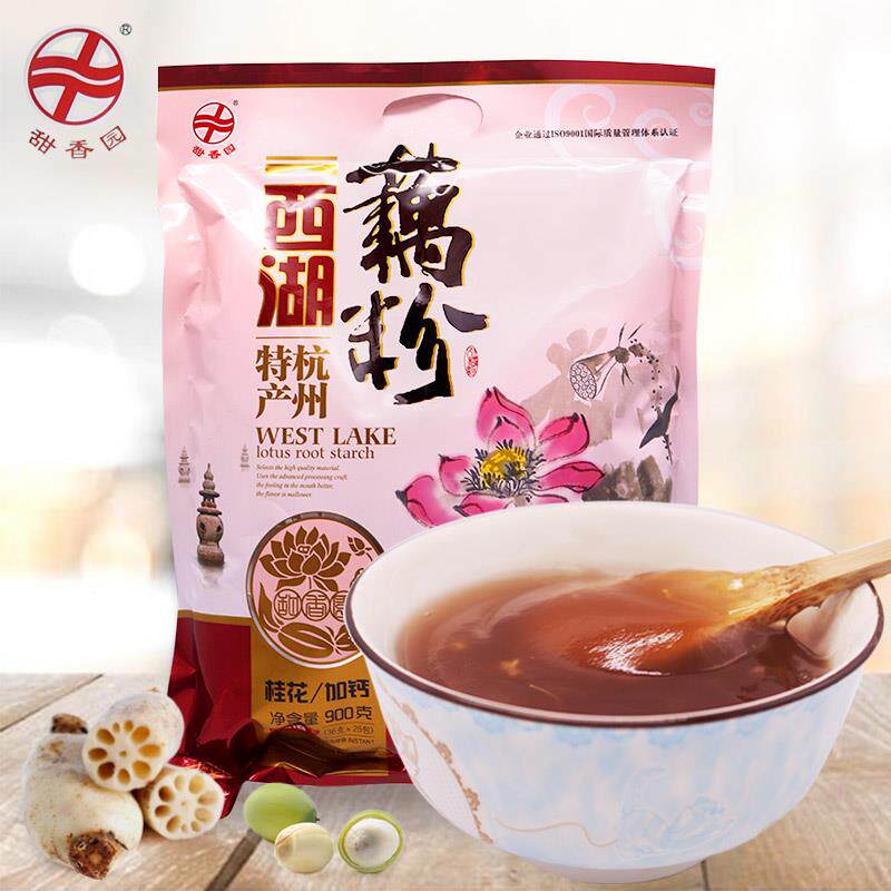 杭州特产甜香园西湖藕粉桂花加钙手工冲泡饮料早餐代餐莲藕粉羹90