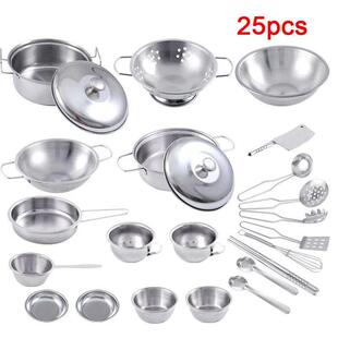 25pcs Set Girl Stainless Toys Kids Utensils Kitchen MINI For