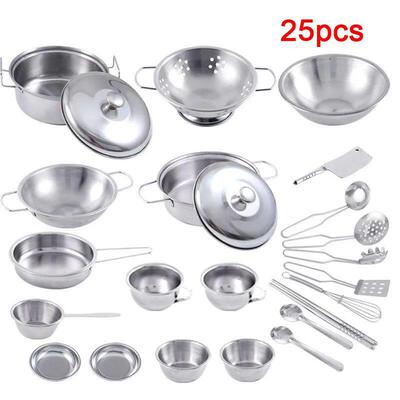 25pcs MINI Kitchen Utensils Toys Set For Kids Girl Stainless