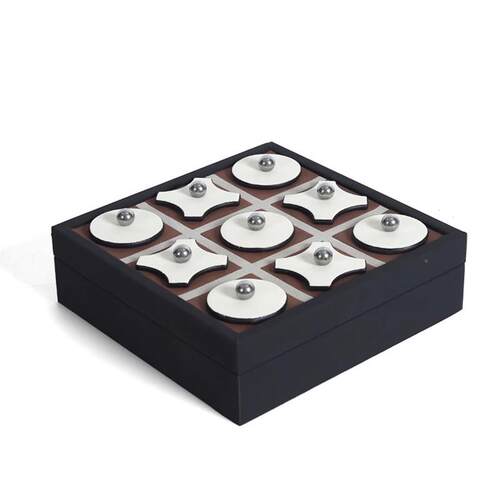 轻奢极简几何皮革棋盘XO九宫格北欧中古风造型设计款装饰艺术摆件