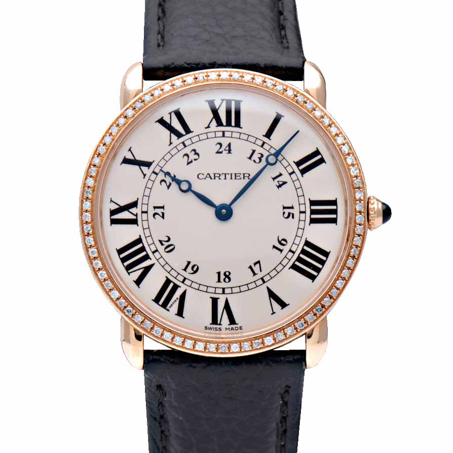 [9.8新]卡地亚伦敦系列36mm玫瑰金W6800251后镶钻手动机械表