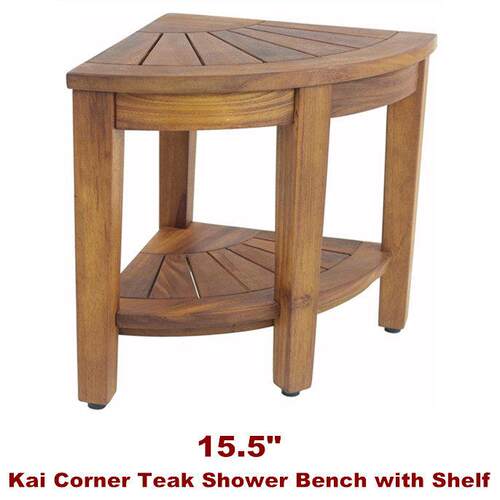 Kai Corner Teak Shower Bench Bath Storage Stand Bathroom