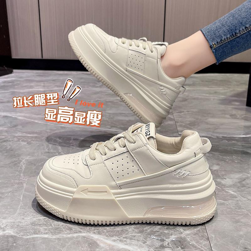 韩国潮牌小白鞋女真皮休闲厚底增高2025春秋季新款韩版运动板鞋潮