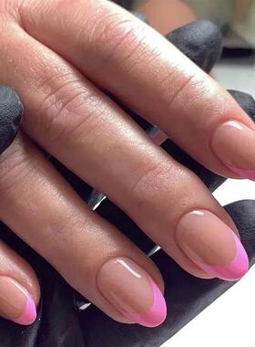 24Pcs Short Almond Press on nails French Tips Press on nails