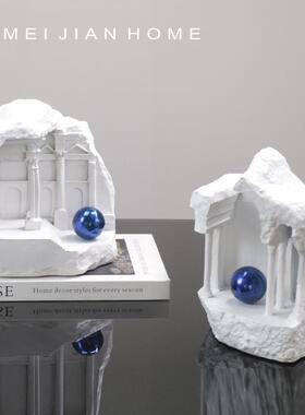 现在简约样板间创意建筑物罗马庭院水吧书房玄关桌面艺术装饰摆件