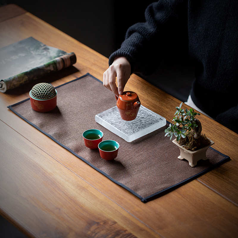日式草编茶席手工编织茶桌旗禅意泡茶茶具布垫茶道配件干泡茶垫子