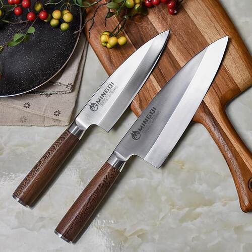 日式宰鱼刀出刃刺身鱼头刀单侧开 刃德国5铬钼钒钢宰鱼加厚料理刀