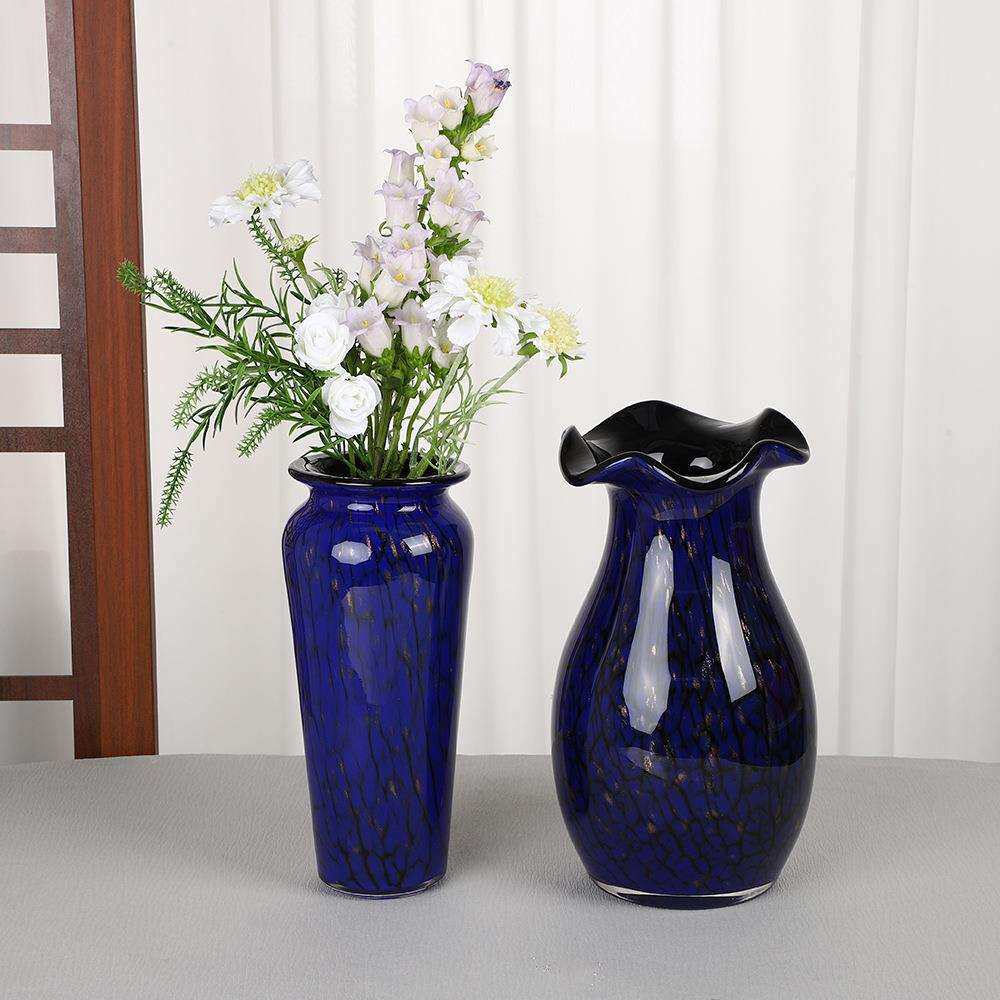 纯手工国风高档玻璃花瓶餐厅桌面别墅插花容器样板间装饰摆件