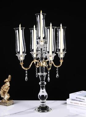 5头玻欧庆式水晶烛台婚摆件道具水晶烛璃蜡烛CXDT--02台光晚餐装