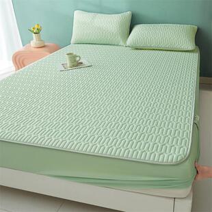 夏季冰丝乳胶凉席床笠款单件折叠席宿舍单人可水洗家用空调席凉感