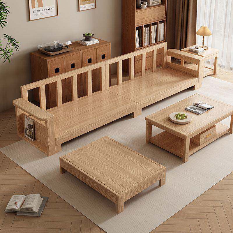 北欧白蜡原木色实木沙发现代客厅简约组合小户型储物冬夏两用家具