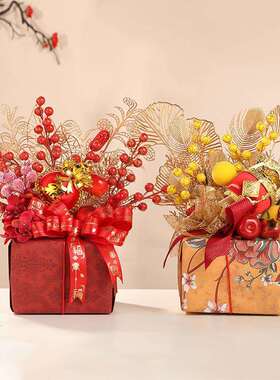 庆新年装饰摆件家居真红果盆造景装饰品BJ001~BJ创意迎喜新春布置