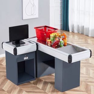 超市收银台柜台小型简约便利店柜台金属转角收银柜不锈钢收银加厚