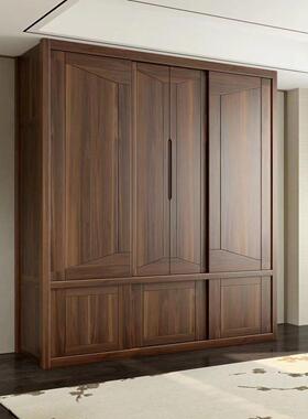 新中式乌金6檀纯实木衣柜卧室开移4门大SY-6616#平容量衣木橱现代