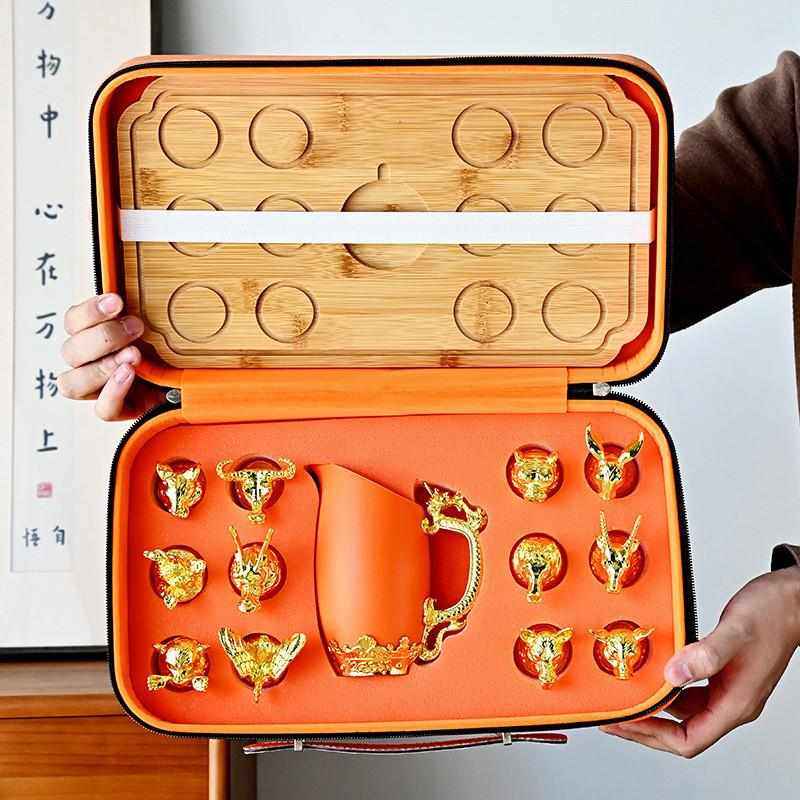 收纳包装陶瓷十二生肖酒具套装分酒器白酒杯酒会活动节庆礼品logo