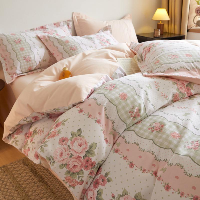 A类纯棉磨毛四件套秋冬保暖全棉被套床笠床上用品床单三件套床品