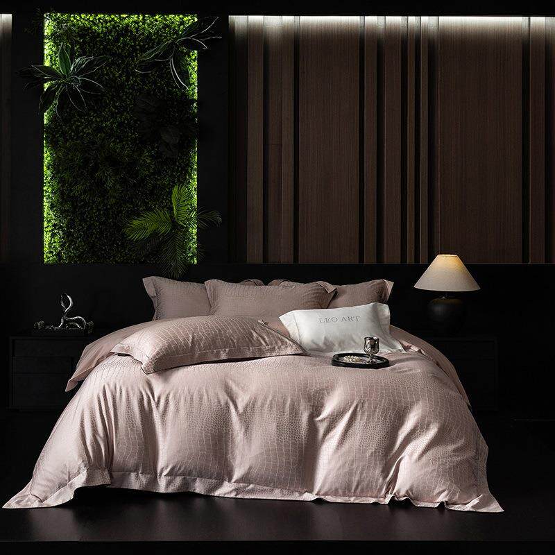高端轻奢风天丝棉四件套欧式简约纯色款被罩床单四季通用床品套件