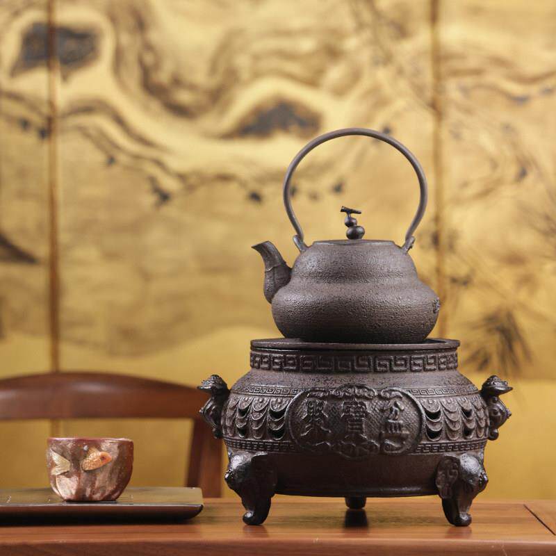 围炉煮茶铸铁聚宝盆制茶炭炉炭火茶炉酒精炉明火泡茶器户外茶炉