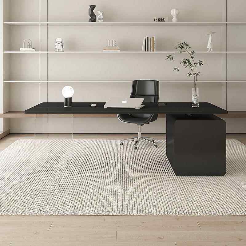 意式岩板办公桌现代简约亚克力家用书桌写字台设计师款老板电脑桌