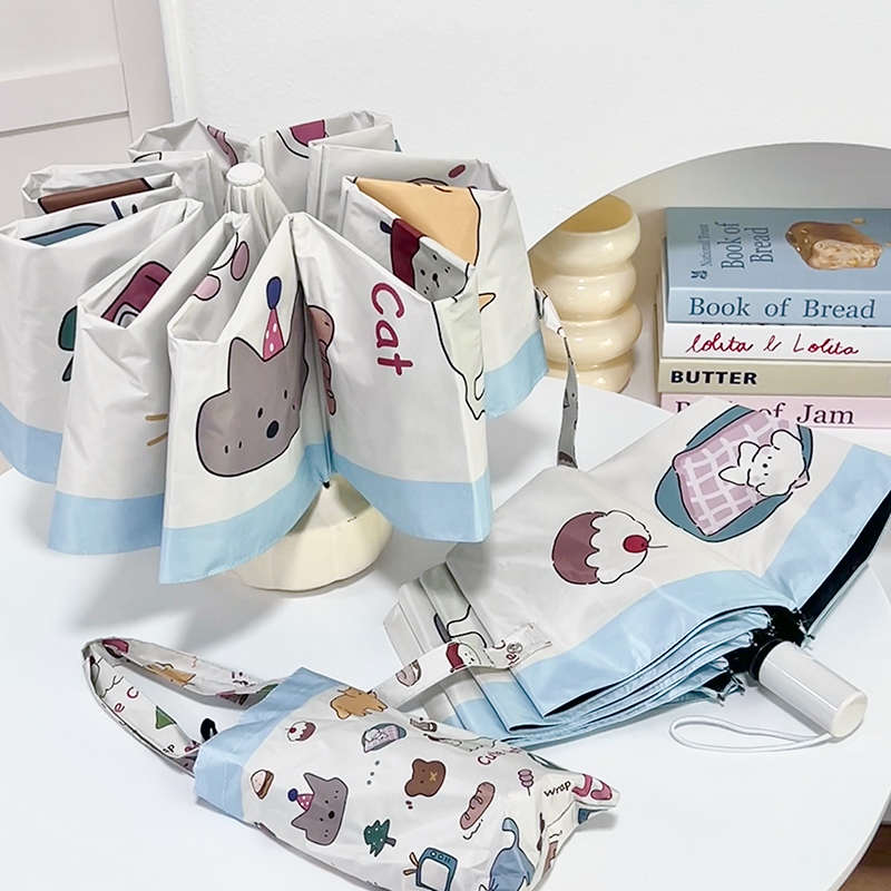 Rosy原创自动太阳伞晴雨两用女防晒防紫外线折叠雨伞小巧便携遮阳