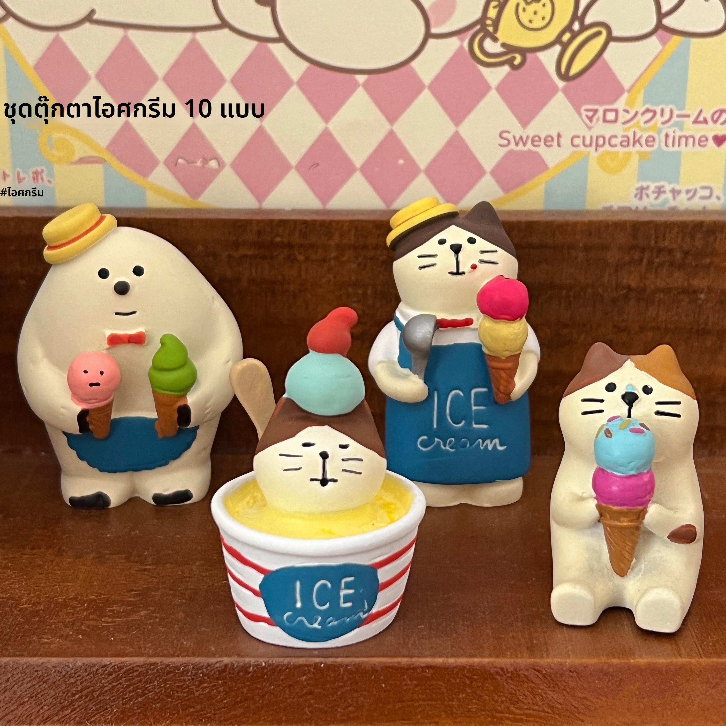 日式杂货 夏日雪糕冰淇凌甜筒猫咪可爱雪怪微缩场景装饰摆件礼物