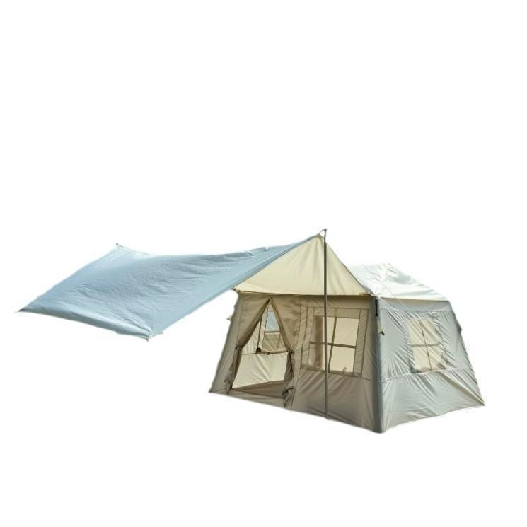 小屋脊充气帐篷户外露营带天幕野营小屋全套户外便携式防雨星空窗