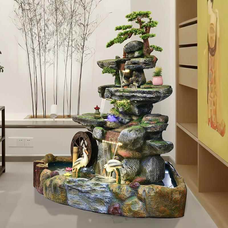 型大石头假山喷泉流YUH景观鱼池酒别墅酒店造景公水司开业摆店件