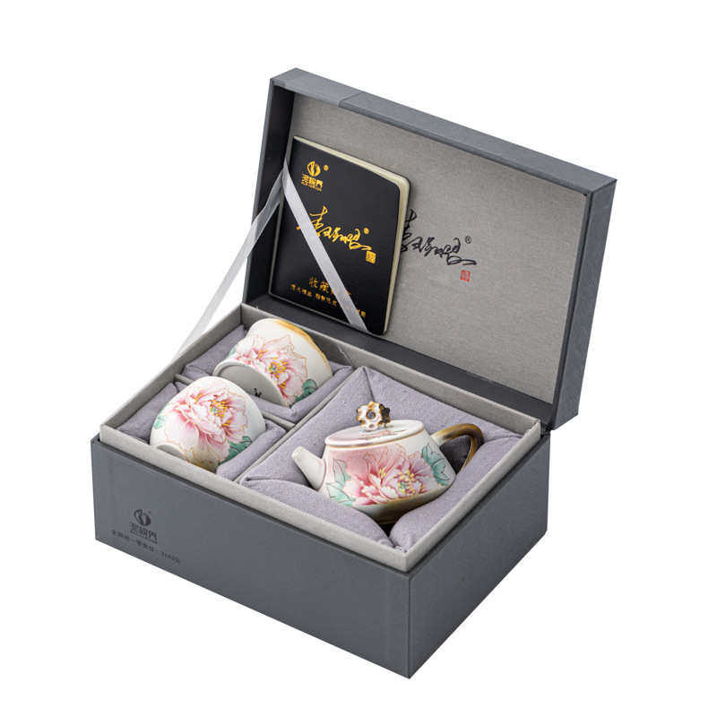 李辉熠粉柴手绘富贵牡丹功夫茶具泡茶壶汝瓷开片可养轻奢高档礼品,餐饮具,茶壶,淘宝优惠券,粉丝福利购,淘宝优惠卷