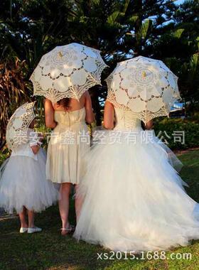 百代丽花边蕾丝婚礼婚庆伞儿童伞手工蕾丝白色欧式工艺伞