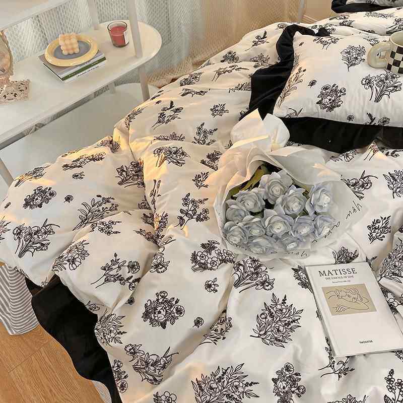 K15赫本法床单四件套季式复EJD古被套三件风套床冬上用品被罩四季