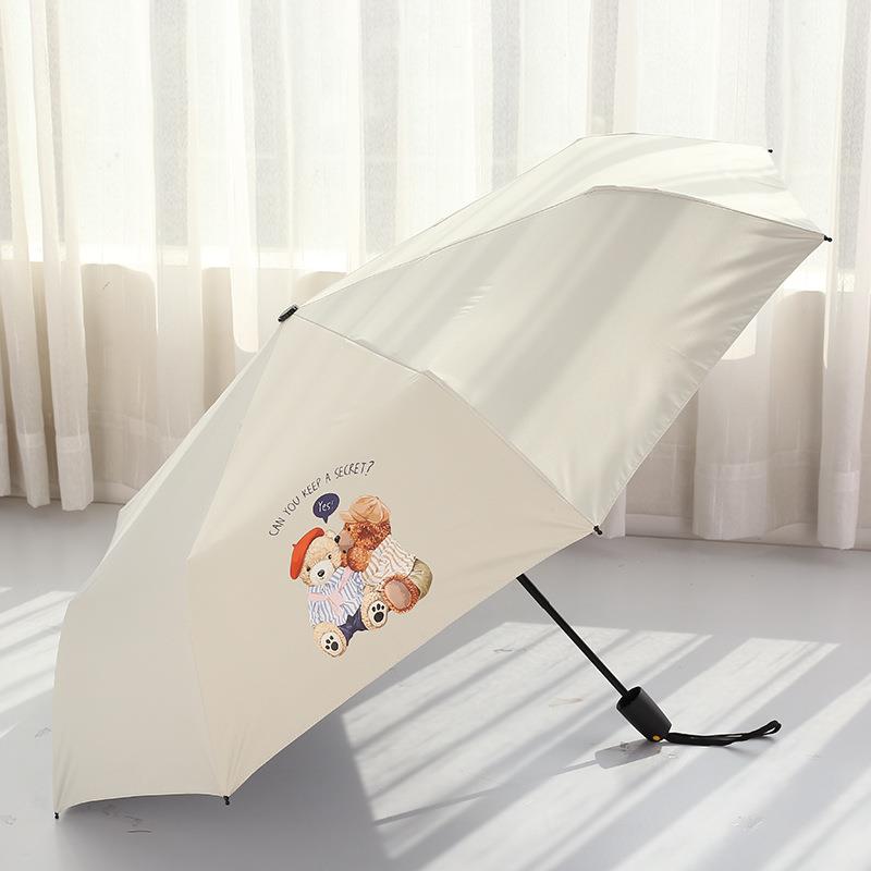 大光明雨伞女晴雨两用高颜值防晒伞手动折叠伞黑胶防紫外线遮阳伞