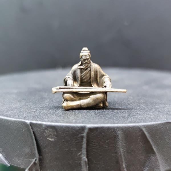 黄铜高山流水伯牙鼓琴古代古筝小人物鱼缸盆景假山微缩造景观摆件