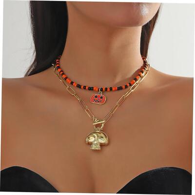 Goth accessories Halloween bat Ghost Skull spider necklace