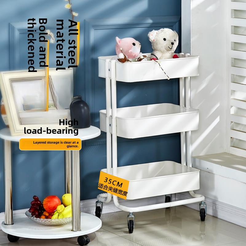 小推车置物架落地厨房浴室移动客厅卧室婴儿零食收纳储物书架带轮