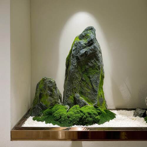 彷真假山石头造景苔藓泡沫道具摆件室内橱窗装饰石块岩石拍摄毛石