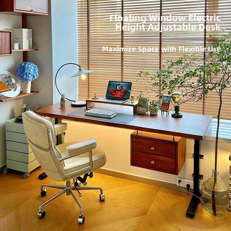 飘窗电动升降桌架双电机三节飘窗专用桌腿上墙家用电脑升降桌书桌