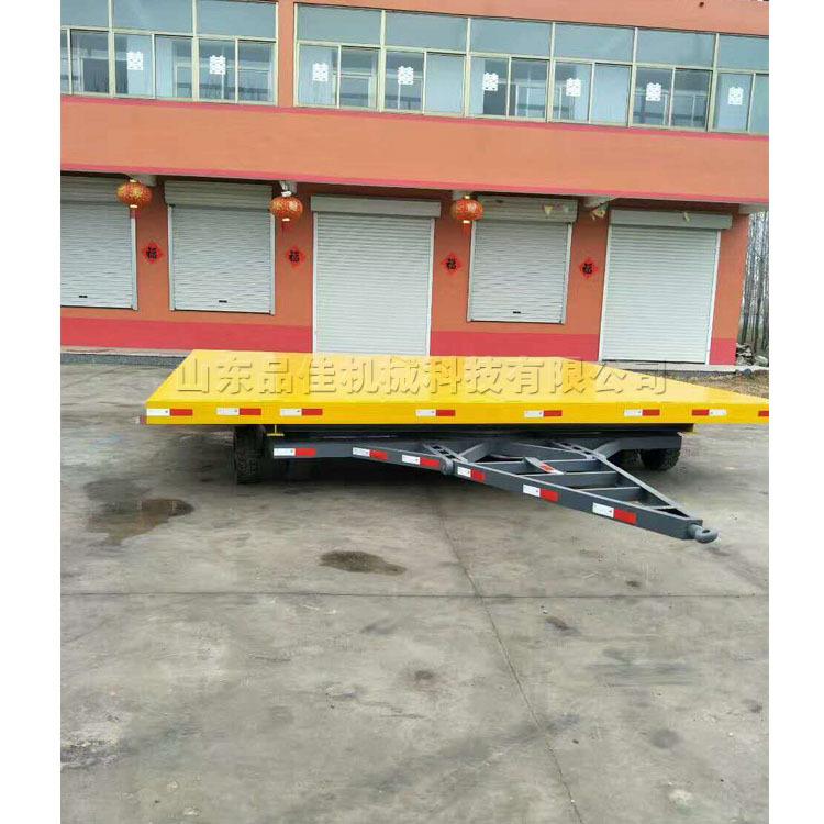 集装箱用牵引式平板车 火车站行李四轮运输车 工矿重钢平板拖车