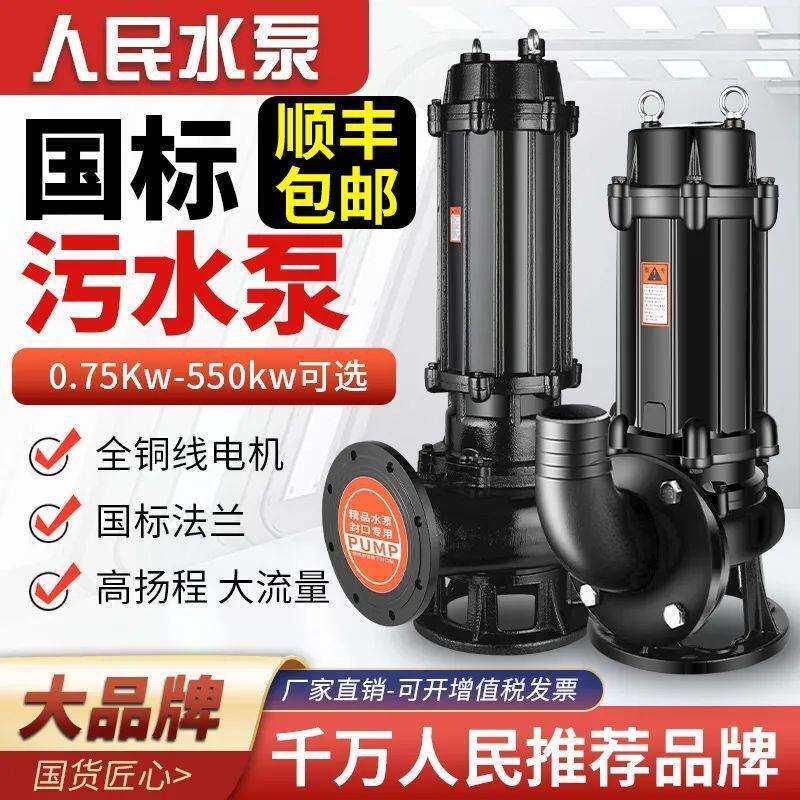 上海人民国标污水泵380v三相大功率水泵泥浆千瓦潜水泵流量排污泵