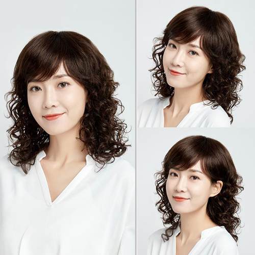 正品假发女短发蓬逼真发羊毛卷假发中长卷发发松全头套式时妈妈假