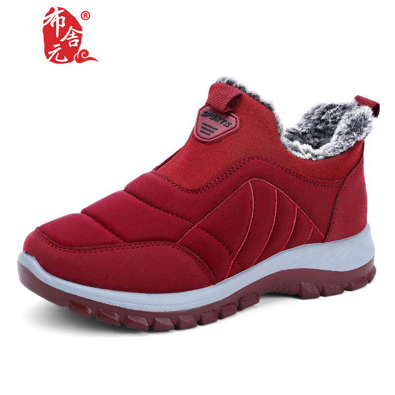 高档冬季老爸京布鞋男老人棉厚鞋加绒加保暖爸妈妈一北脚蹬防滑运