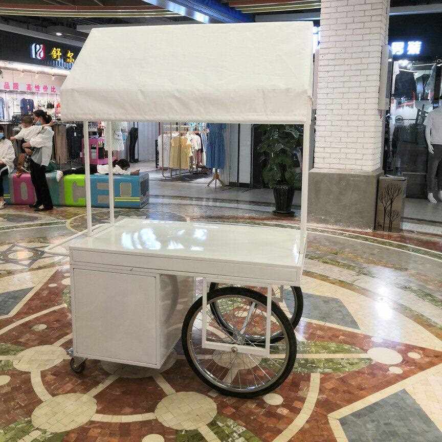欧式铁艺花车超市促销车带柜子花店移动摊位车地摊创意户外摆摊车